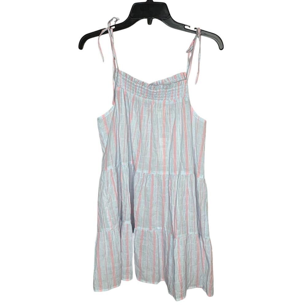 Maeve Anthropologie Blue & Pink Smocked Flowy Coastal Tunic Top Size Medium New